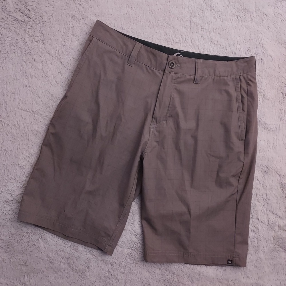 Quiksilver Amphibian Shorts Men 31 Performance Hybrid Surfing Gray Check Casual